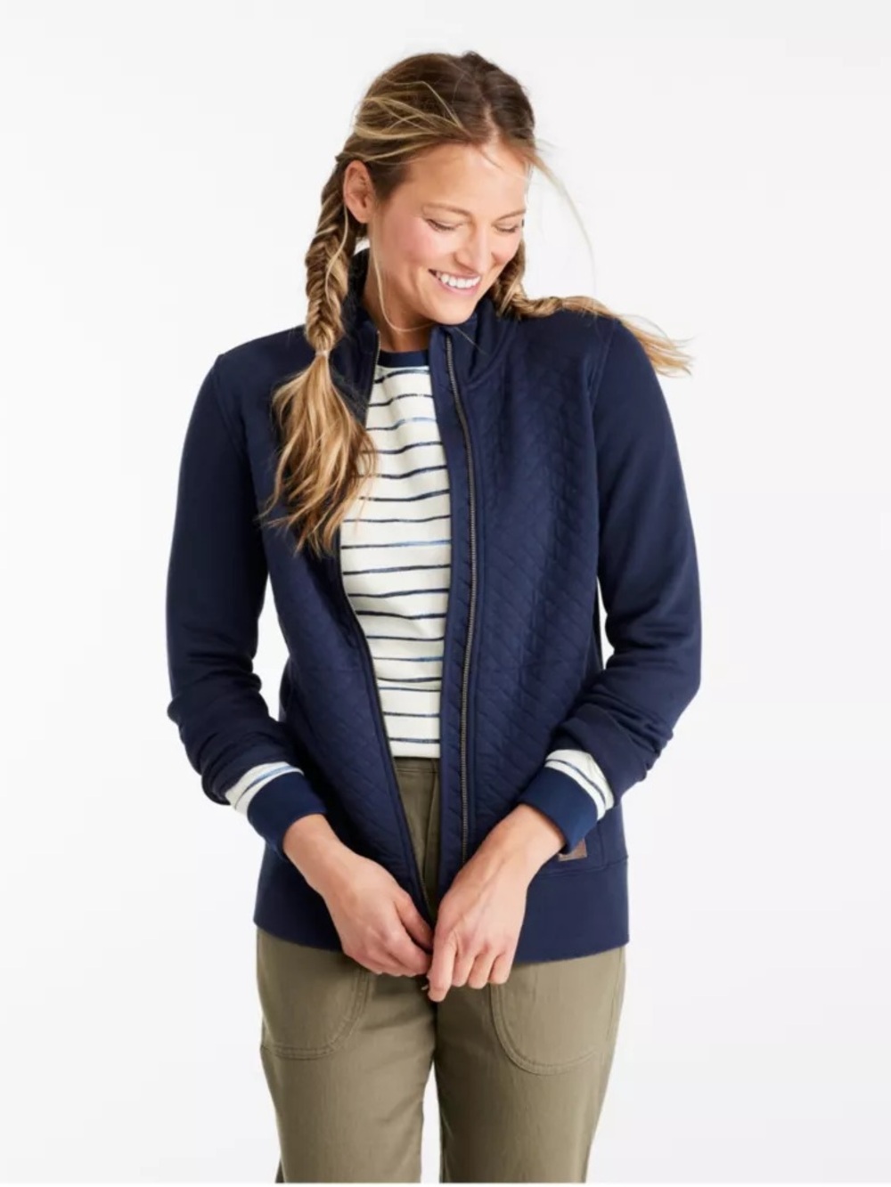 L.L. Bean TEAL Quilted Zip Sweatshirt